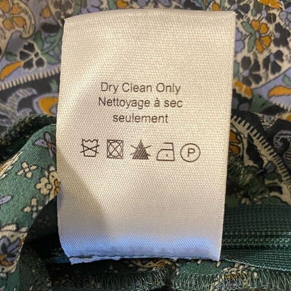 Veronica Beard Randa 100% Silk Green Paisley Ruffle Trim Top NWT Size 10 - Picture 7 of 8